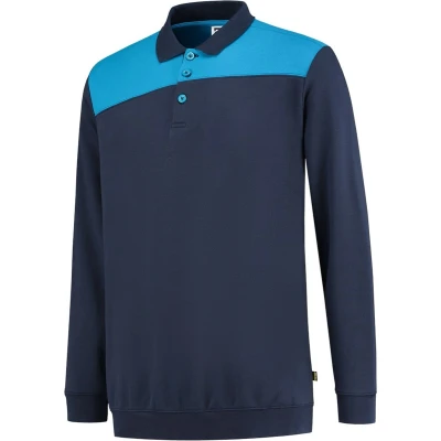 Afbeelding van Tricorp Polo Sweater Bicolor Naden 302004 Ink / Turquoise Maat M