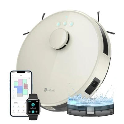 Afbeelding van Lefant Robot Stofzuiger en Dweil 2 in 1 4000Pa, LiDAR navigatie, Multi level Cartografie, Virtuele Zones, Alexa/APP/WiFi Connectie, ideaal voor Huisdierenharen, Tapijten Harde Vloeren, M1 Champagne