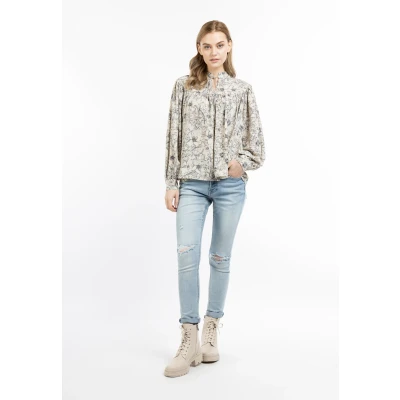Afbeelding van Blouse met lange mouwen DREIMASTER XL / Beige Multikleurige 100% Polyester