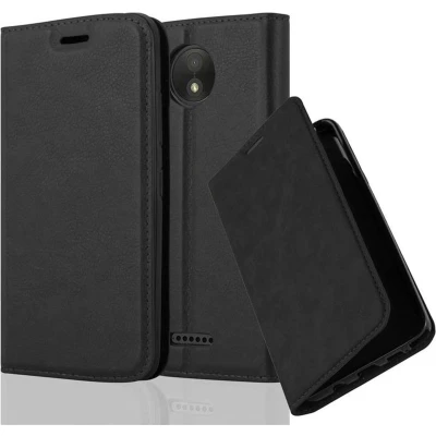 Afbeelding van Cadorabo Hoesje geschikt voor Motorola MOTO C PLUS in ZWARTE NACHT Beschermhoes Case magnetische sluiting Cover
