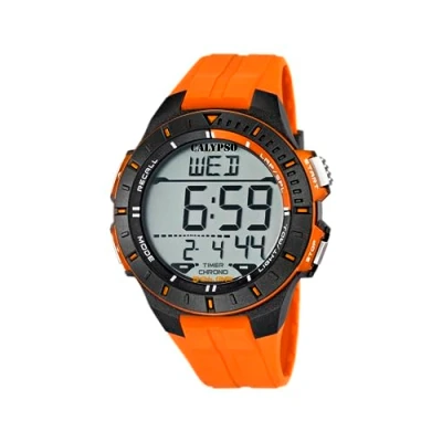 Afbeelding van Calypso watches herenhorloge digitaal kwarts plastic K5607/1, oranje/meerkleurig, armband