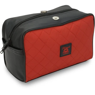 Afbeelding van Haryali London Waterbestendige lederen toilettas voor mannen Grote reiswaszak Scheren Dopp Kit Badkamer Gym Toiletartikelen Make up organizer (rood)