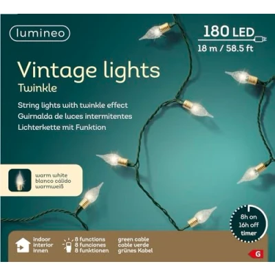 Afbeelding van Lumineo Vintage Lights Twinkle lichtsnoer 18 meter Donkergroen