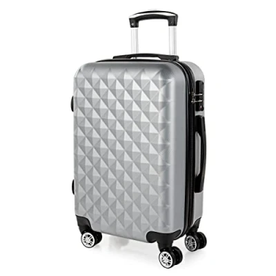 Afbeelding van ITACA Middelgrote Koffer. Medium Trolley Reiskoffer van ITACA. Lichtgewicht ABS Harde Schaal 4 Wielen Cijferslot 771760, Zilver