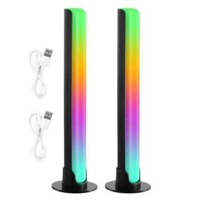 Afbeelding van Litinliv 2 stuks RGB led balk, 21 cm, led, gaming lamp, muzieksynchronisatie, meerkleurig en dynamisch, sfeerlicht voor speelkamer, pc achtergrondverlichting, decoratie, slaapkamer, gaming, geen app