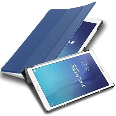 Afbeelding van Cadorabo Tablet Hoesje geschikt voor Samsung Galaxy Tab E (9.6 inch) in JERSEY DONKER BLAUW Ultra dun beschermend geval ZONDER automatische Wake Up en Stand functie Book Case Cover Etui