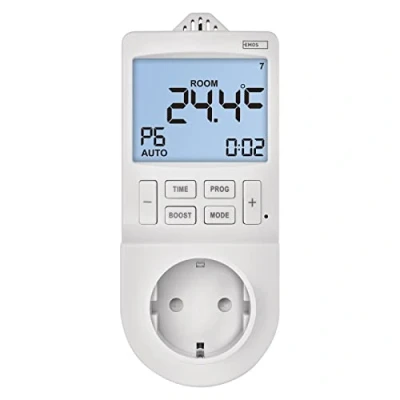 Afbeelding van EMOS 2 in 1 stopcontactthermostaat en timer, digitale kamertemperatuurregelaar timer stopcontact voor verwarming koeling, radiator, infraroodverwarming, aquarium, terrarium, broeikas