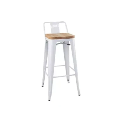 Afbeelding van Bolero Bistro Hoge Krukken met Rugleuning en Houten Zitkussen Wit (4 Stuks) FB625