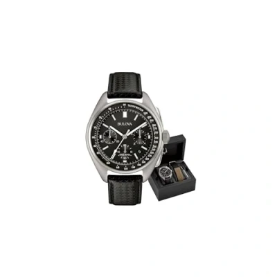 Afbeelding van Bulova heren horloge lederen band Moon, zwart, Standaard, Modern
