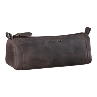 Afbeelding van STILORD &#039;Freddie&#039; Lederen Pennenzak Vintage voor Mannen Vrouwen Potloodetui Bureau Organizer Etui Pennenzakje Schrijfetui in Echt Leer, Kleur:donker bruin
