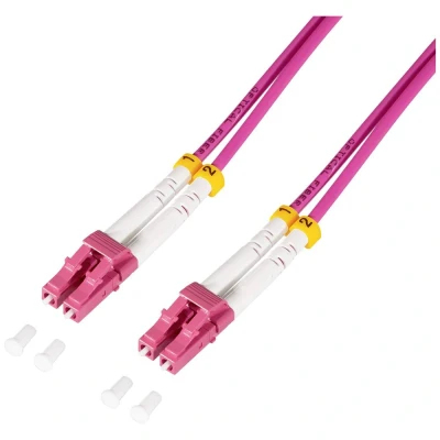 Afbeelding van LogiLink FC4LC01 Glasvezel Optische vezel Aansluitkabel [1x LC /UPC stekker 1x stekker] 50/125 µ Multimode OM4 1.00 m