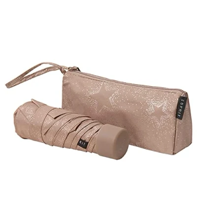 Afbeelding van ESPRIT Ultramini zakparaplu, Starburst Taupe Grijs Metallic, 90 cm, patroon zak paraplu