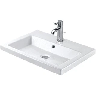 Afbeelding van Duravit 2nd floor opbouwwastafel 60x43cm 1 kraangat wit Tijdloze uitstraling