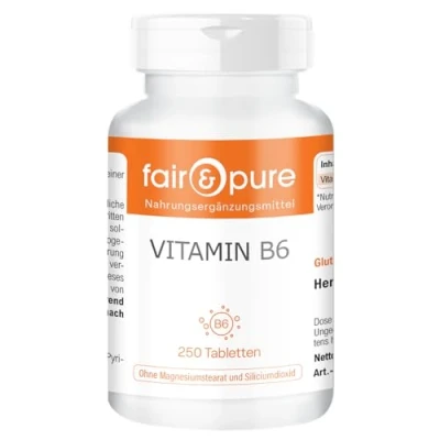 Afbeelding van Fair &amp; Pure® Vitamine B6 tabletten vegan 250 22,5mg per tablet