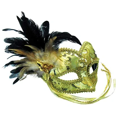 Afbeelding van Bristol Novelty EM393 masker met gevlochten oogpatroon op hoofdband, dames, goud, one size