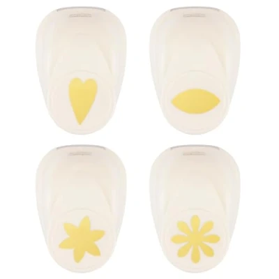 Afbeelding van Vaessen Creative Stanzer Set motiefpons hart, bloemblad, bloem, madeliefjes 4 stuks gekleurd papier en knutselmateriaal tot 250 g/m² om te knutselen met scrapbooking