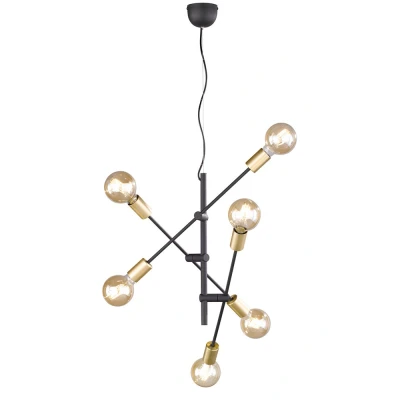 Afbeelding van Trio Leuchten 306700632 Cross A++ tot E, hanglamp, metaal, E27, mat zwart, 54,5 x 150 cm