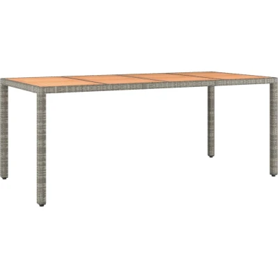Afbeelding van Tuintafel met houten blad poly ratten en acaciahout grijs