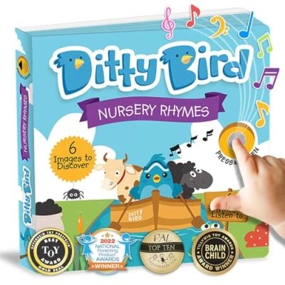 Afbeelding van DITTY BIRD Nursery Rhymes Kinderliedjes geluidenboek Babyspeelgoed Met muziek en geluid. 6 geluidsknoppen om Engels te leren. Perfect voor kinderen vanaf 1 jaar die tweetalig worden opgevoed.