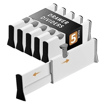 Afbeelding van Cinnani verstelbare ladeverdelers, set van 5 plastic lade organizer ladeverdelers voor keuken, kast, dressoir, slaapkamer, badkamer, kantoor