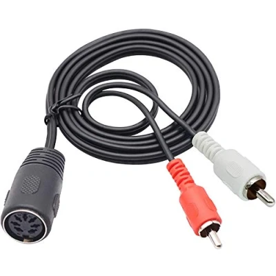Afbeelding van zdyCGTime RCA naar DIN verlengkabel, 7 pins kabel, MIDI 1 vrouwelijke stekker 2 mannelijke audioadapterkabel, compatibel met Quad stereo systemen. (1,5 M)