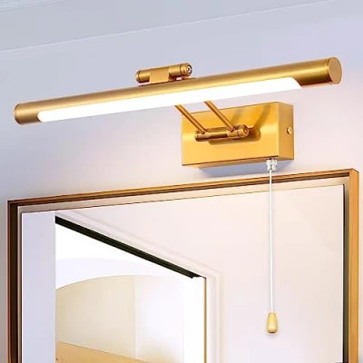 Afbeelding van MantoLite LED Wandkandelaar 8W, Badkamer Spiegel Licht Beeldlamp Met Draaibare Lampkop En Schakelaar Voor Slaapkamer CRI90 +, 560Lm, 3000K Leeslamp Armaturen Wandlamp Gang Trap(Mat Messing, 40CM)