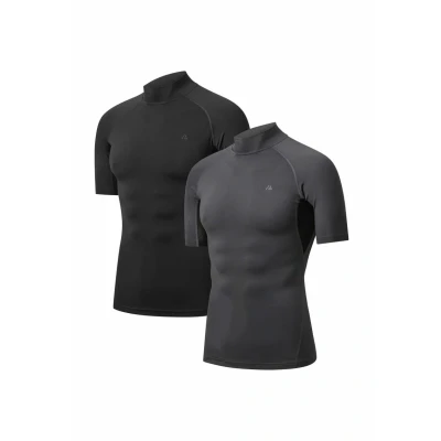 Afbeelding van Danish Endurance Compression Short Sleeve 2PACK Sport Tshirt, Heren, Maat: Medium, Black grey
