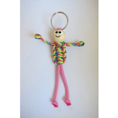 Afbeelding van Gelukspoppetje Regenboog Licht Roze Sleutelhanger