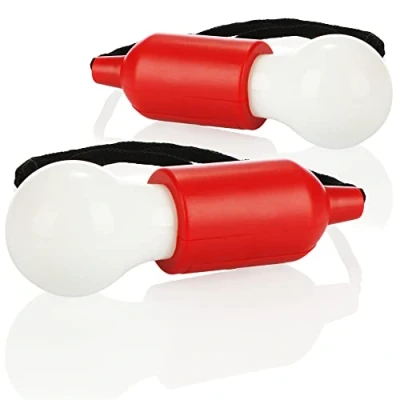 Afbeelding van COM FOUR® 2x LED hanglamp met trekschakelaar, snoerloze hanglamp, gloeilamp op batterijen snoerschakelaar, voor de camping, festivals, kasten, kelders en buiten (02 stuks koord rood)
