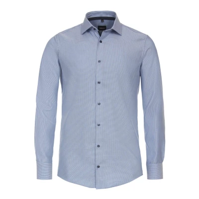 Afbeelding van VENTI modern fit overhemd dobby blauw Strijkvrij Boordmaat: 47