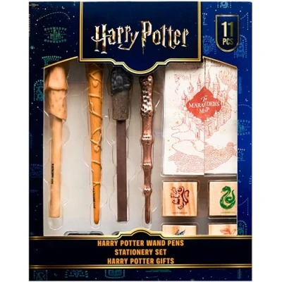 Afbeelding van Harry Potter Cadeaus toverstaf pen set van 4 briefpapier benodigdheden met Marauder&#039;s kaart Zweinstein huis stempel kit en inkt
