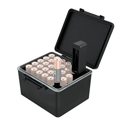 Afbeelding van JJC 28 Slots AA Batterij Organizer Opbergkoffer met Tester, Waterbestendige Harde Houder Batterijen Afneembare Checker Houdt