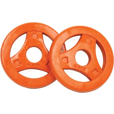 Afbeelding van Tunturi Aerobic Halterschijven Halter gewichten 2x 0.5 kg 30mm Oranje incl. gratis fitness app