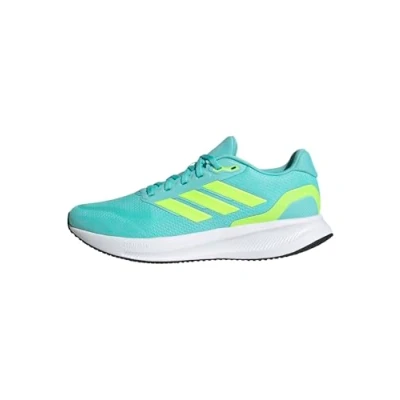 Afbeelding van adidas Heren Runfalcon 5 hardloopschoenen, Flash Aqua/Lucid Lemon/core Zwart, 12,5 UK, Aqua Lucid Citroen Kern 48 EU