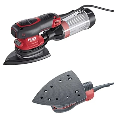 Afbeelding van FLEX ODE 2 100 Delta Schuurmachine Koolborstelloos Met stofafzuiging Excentrisch roterend Lichtgewicht behuizing Regelbaar toerental Klittenband schuurpad Zachte aanloop Herstartbeveiliging