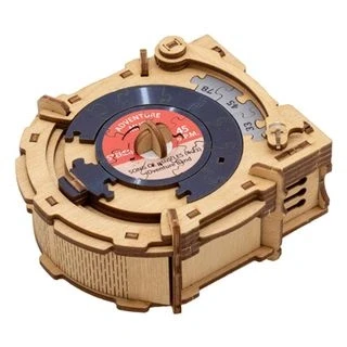 Afbeelding van iDventure Cluepuzzle Record Player puzzelbox met jigsaw puzzel Escape Room spel geschenkdoos schatkist 3D houten sequentiële puzzels raadselbox volwassenen geldgeschenk cadeau