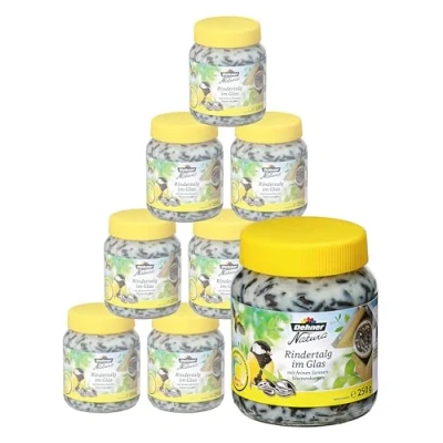 Afbeelding van Dehner Natura Vogelvoer, rundertalg in glas, met zonnebloempitten, 8 x 250 g (2 kg)
