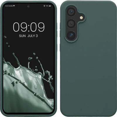 Afbeelding van kwmobile telefoonhoesje geschikt voor Samsung Galaxy S24 FE Hoesje met siliconen coating Smartphone case in blauwgroen