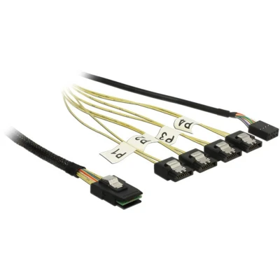 Afbeelding van Delock Cable Mini SAS SFF 8087&gt;4 x SATA 7 pin Reverse + Sideband 1 m