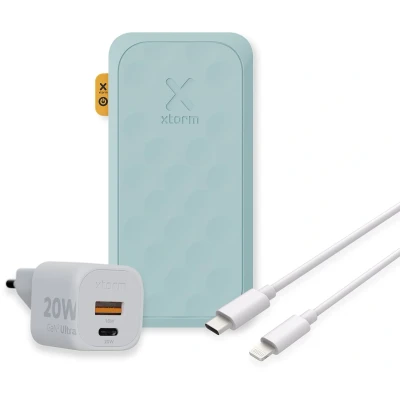 Afbeelding van Xtorm Fuel Series 5 20W Powerbank bundel 10000 mah + lader USB C naar Lightning Kabel Blauw