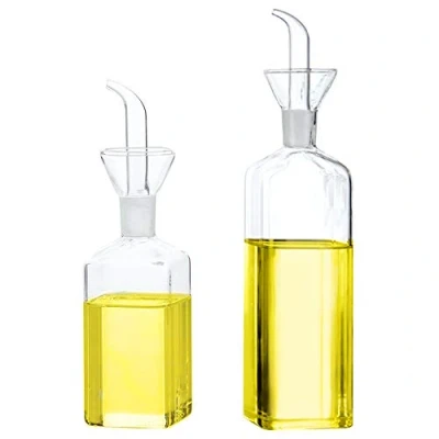 Afbeelding van Lanhope Oliefles Glas Olijfolie Dispenser Fles Kookolie Azijn Meetdispenser Met Uitloop voor Keuken en BBQ (250ml + 500ml)