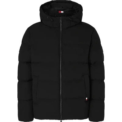 Afbeelding van Tommy Hilfiger Heren DOWN HOODED Puffer JAS MW0MW36599, Jacket, Zwart, XL, Zwart (zwart), XL