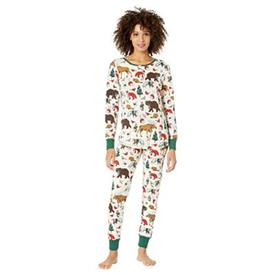 Afbeelding van Hatley Pyjama met lange mouwen en print voor dames, Bos Winter, XS