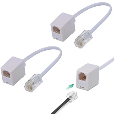 Afbeelding van MAOZHOU RJ45 naar RJ11 Adapter, 2 stks Wit Ethernet 8P8C Telefoonsnoer 6P4C Converter, Connector voor