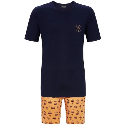 Afbeelding van Nachtblauwe heren shortama palmbomen Blauw Maat 50