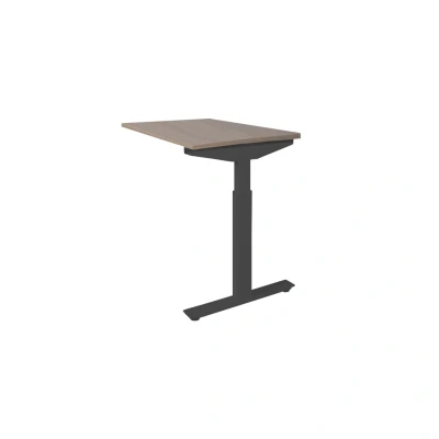 Afbeelding van Linesto Plus aanbouwtafel, hoogte instelbaar (65 85cm) met 120x60cm robson eiken 25mm blad en zwart (RAL9005) t poot frame rechte tenen