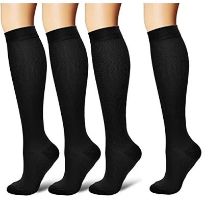 Afbeelding van 4 paar compressiekousen/compressiekousen/compressiekousen/trombose kousen/voor dames heren, sport, medi, vliegen, reizen, zwangerschap en medische
