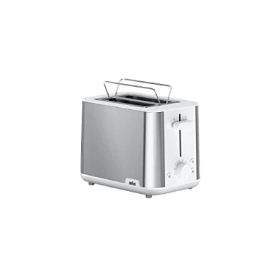 Afbeelding van Braun PurShine Broodrooster, broodrooster met 2 sleuven, 8 toastniveaus, oververhittings en ontdooifunctie, dienblad, HT1510WH, 900 W, wit