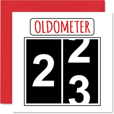 Afbeelding van Leuke 23e verjaardagskaarten voor mannen en vrouwen Oldometer Happy Birthday kaart zoon dochter broer zus kleinzoon kleindochter nichtje neef oom, 145 mm x wenskaarten,