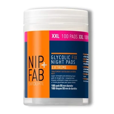 Afbeelding van Nip + Fab Glycolic Fix Night Pads Extreme Peeling Face Glycolzuur Facial Aha Acid 100 Stuks